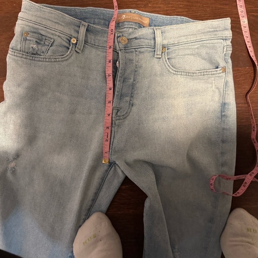 7 For All Mankind Light Blue Straight Leg Jeans - Picture 10 of 11